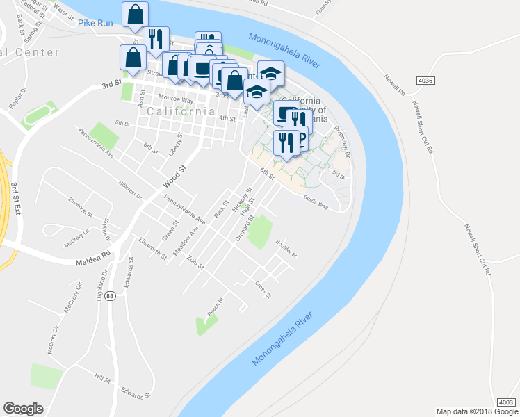 map of restaurants, bars, coffee shops, grocery stores, and more near 720 Orchard Street in California