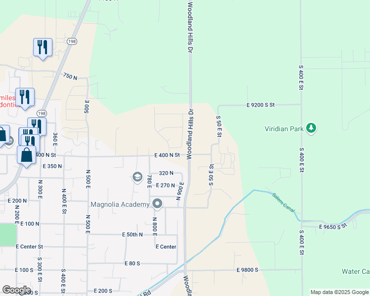 map of restaurants, bars, coffee shops, grocery stores, and more near 908 East 430 North Street in Salem