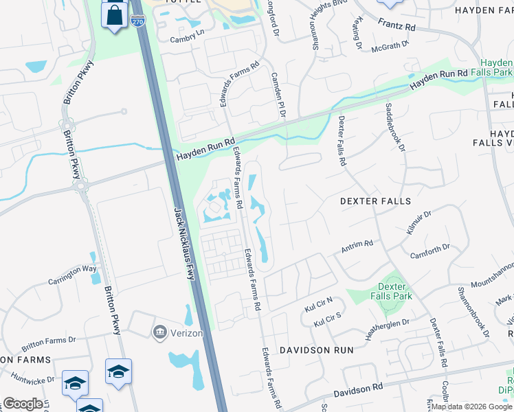 map of restaurants, bars, coffee shops, grocery stores, and more near 5412 Abel Merril Road in Columbus