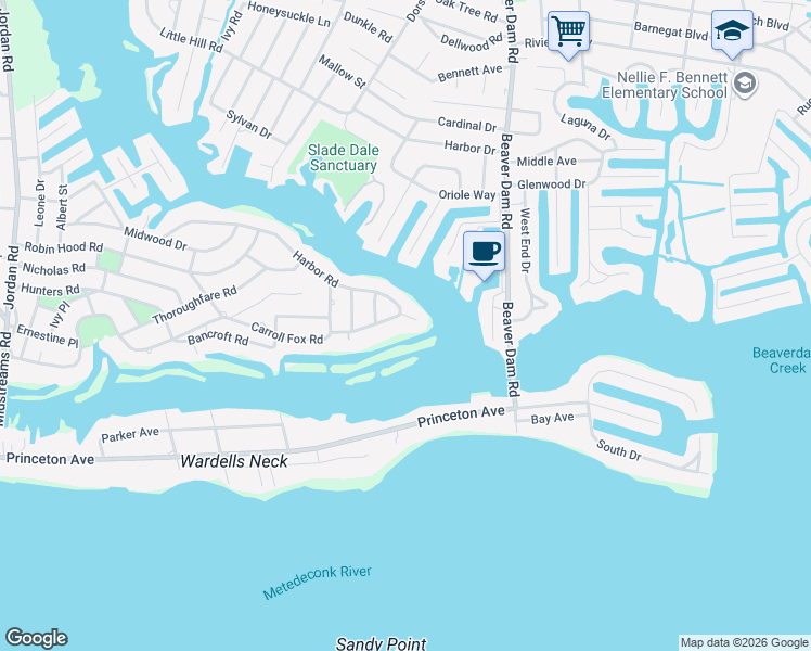 map of restaurants, bars, coffee shops, grocery stores, and more near 719 Harbor Place in Brick