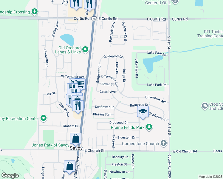 map of restaurants, bars, coffee shops, grocery stores, and more near 204 Gailardio in Savoy