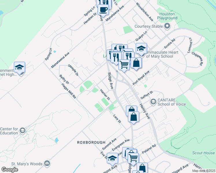 map of restaurants, bars, coffee shops, grocery stores, and more near 8419 Pembrook Road in Philadelphia