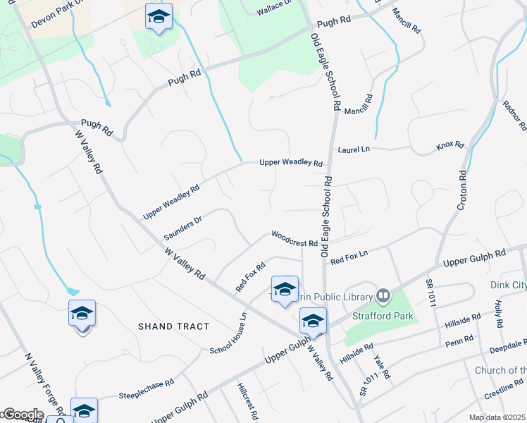 map of restaurants, bars, coffee shops, grocery stores, and more near 514 Barton Lane in Wayne