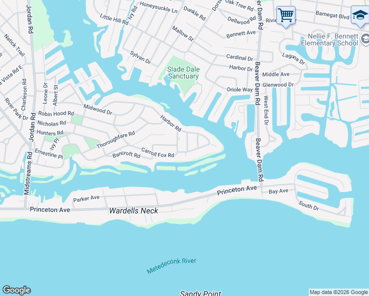 map of restaurants, bars, coffee shops, grocery stores, and more near 689 Harbor Road in Brick Township