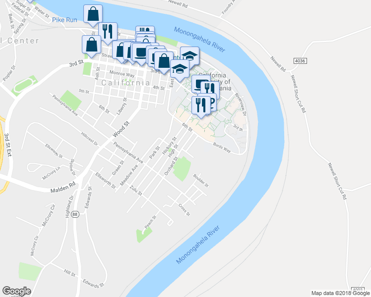 map of restaurants, bars, coffee shops, grocery stores, and more near 639 Russian Street in California