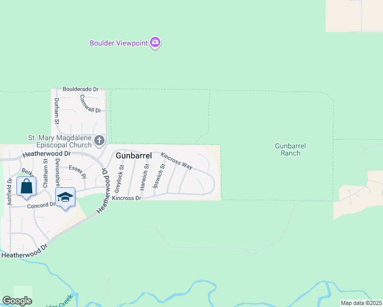 map of restaurants, bars, coffee shops, grocery stores, and more near 4760 Kincross Court in Boulder