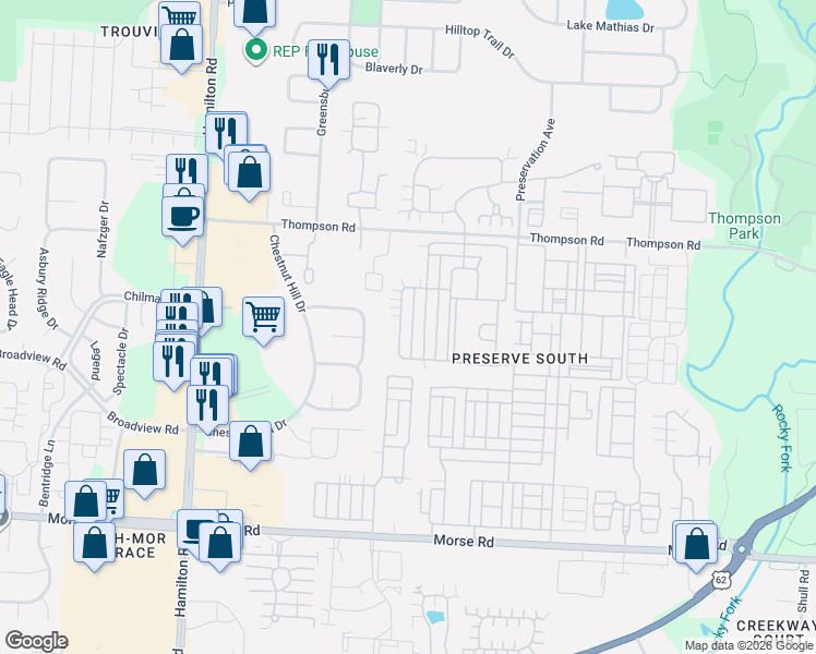 map of restaurants, bars, coffee shops, grocery stores, and more near 4043 Summerstone Drive in Columbus