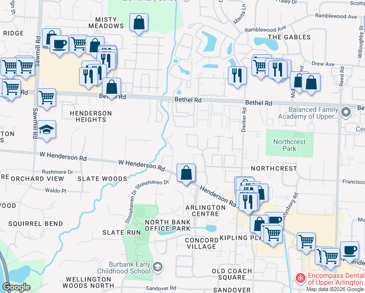 map of restaurants, bars, coffee shops, grocery stores, and more near 2373 Graydon Boulevard in Columbus