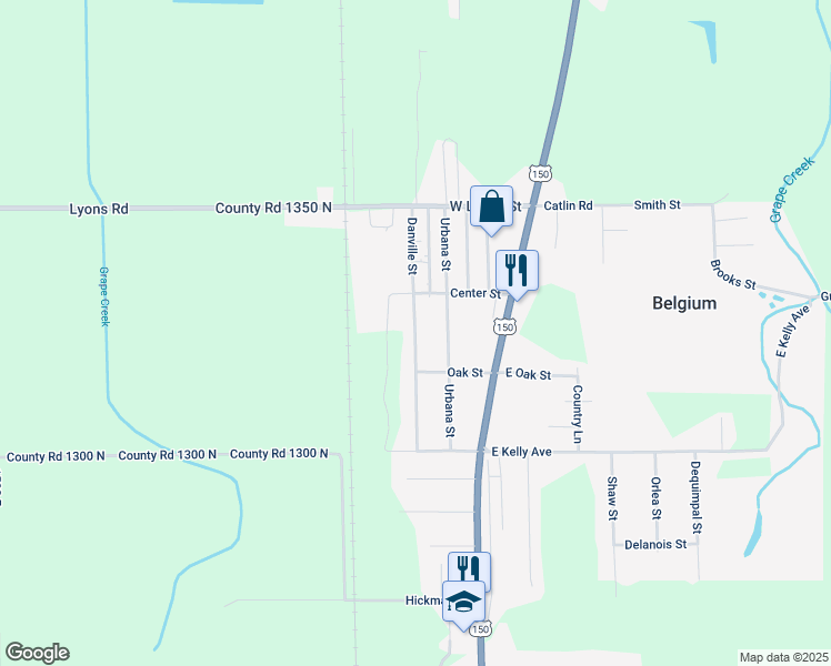 map of restaurants, bars, coffee shops, grocery stores, and more near Danville Street in Westville