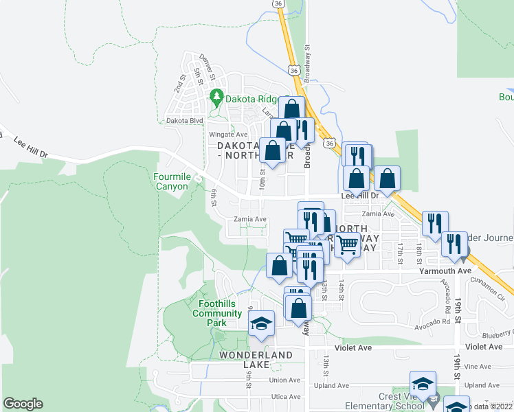 map of restaurants, bars, coffee shops, grocery stores, and more near 4767 10th Street in Boulder