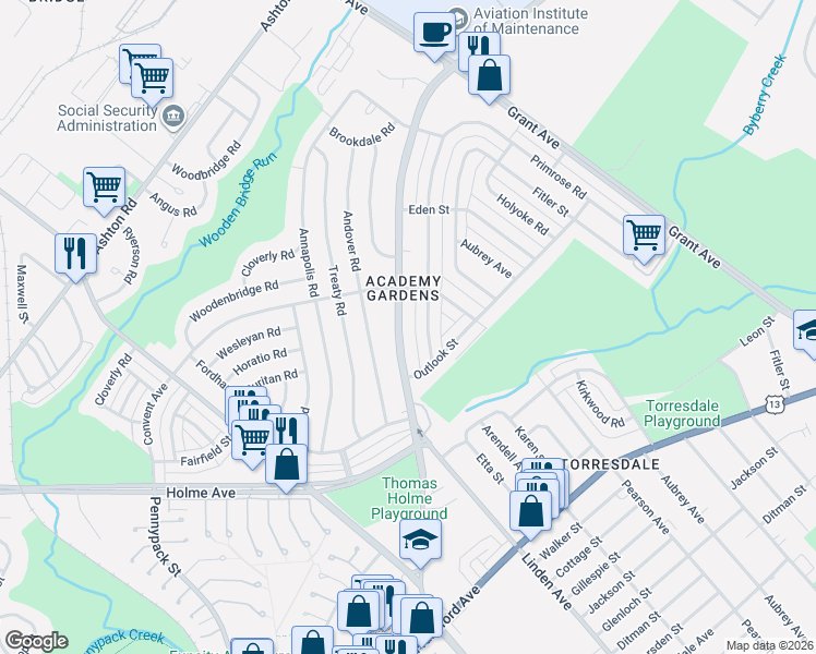 map of restaurants, bars, coffee shops, grocery stores, and more near in Philadelphia