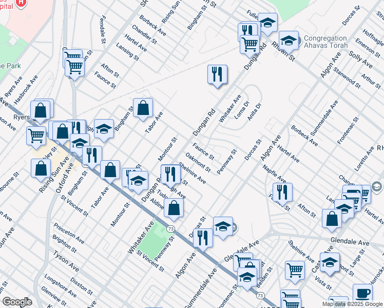 map of restaurants, bars, coffee shops, grocery stores, and more near 1330 Faunce Street in Philadelphia