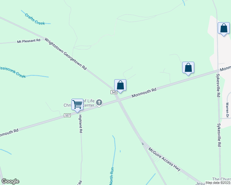 map of restaurants, bars, coffee shops, grocery stores, and more near 3 Cebulka Drive in Chesterfield Township