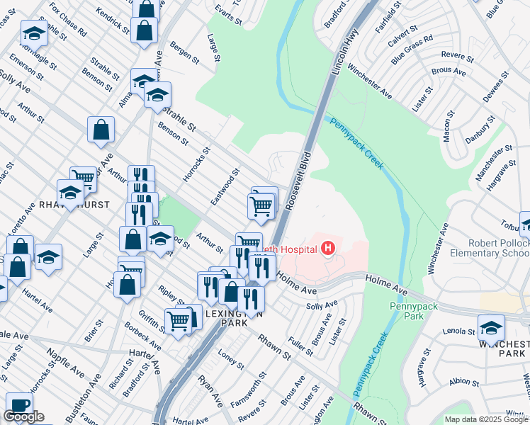 map of restaurants, bars, coffee shops, grocery stores, and more near 2338 Benson Street in Philadelphia