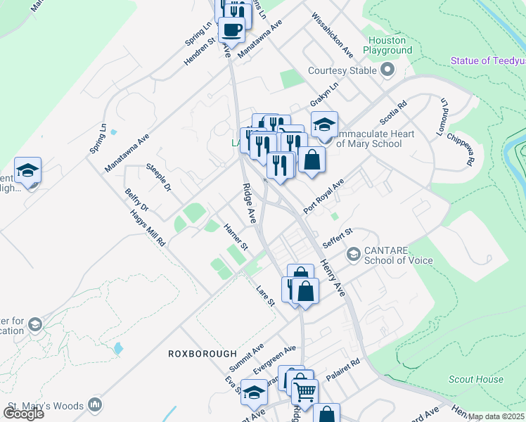 map of restaurants, bars, coffee shops, grocery stores, and more near Ridge Avenue Connector in Philadelphia