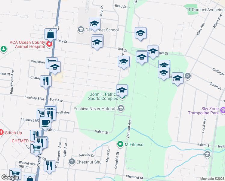 map of restaurants, bars, coffee shops, grocery stores, and more near 113 Carey Street in Lakewood