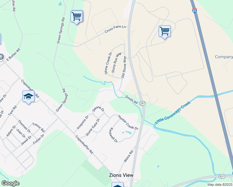 map of restaurants, bars, coffee shops, grocery stores, and more near 200 Old Stone Way in York