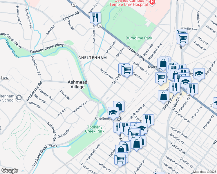 map of restaurants, bars, coffee shops, grocery stores, and more near in Montgomery County