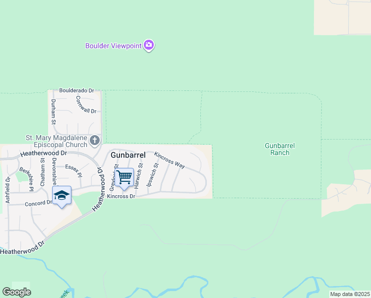 map of restaurants, bars, coffee shops, grocery stores, and more near 4760 Kincross Court in Boulder