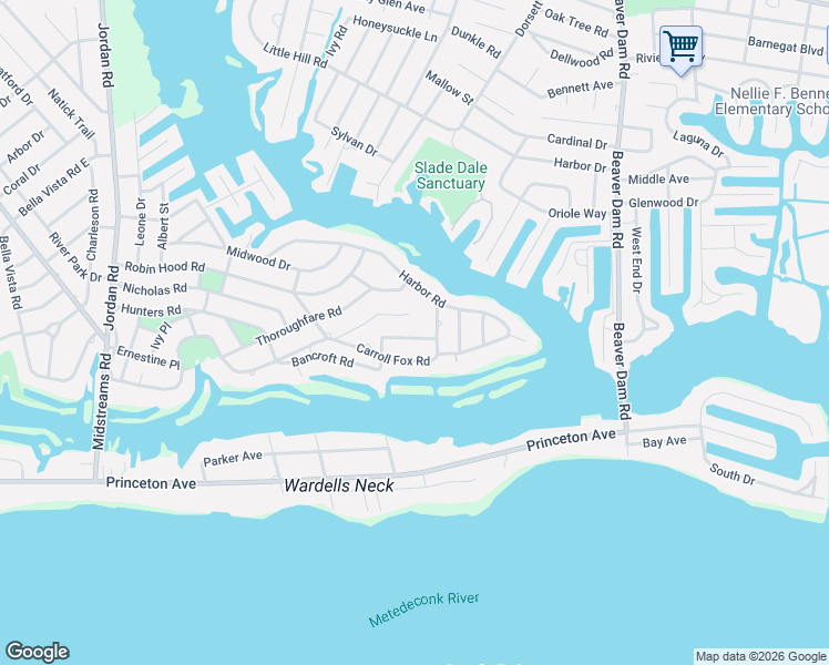 map of restaurants, bars, coffee shops, grocery stores, and more near 679 Hawks Nest Road in Brick Township