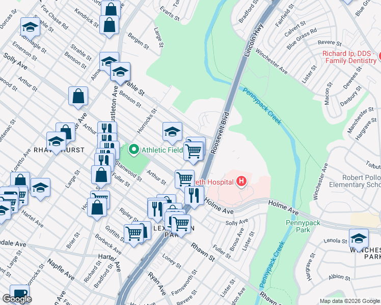 map of restaurants, bars, coffee shops, grocery stores, and more near 2338 Benson Street in Philadelphia