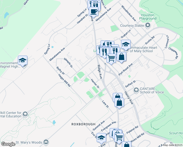 map of restaurants, bars, coffee shops, grocery stores, and more near 8446 Pembrook Road in Philadelphia