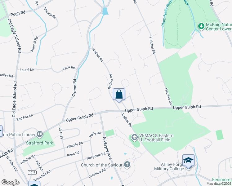 map of restaurants, bars, coffee shops, grocery stores, and more near 1124 Brian's Way in Wayne