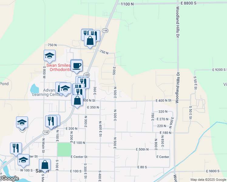 map of restaurants, bars, coffee shops, grocery stores, and more near 465 North 500 East in Salem