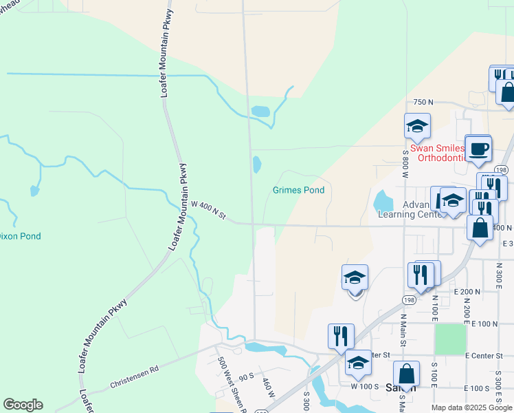 map of restaurants, bars, coffee shops, grocery stores, and more near 446 North 460 West in Salem