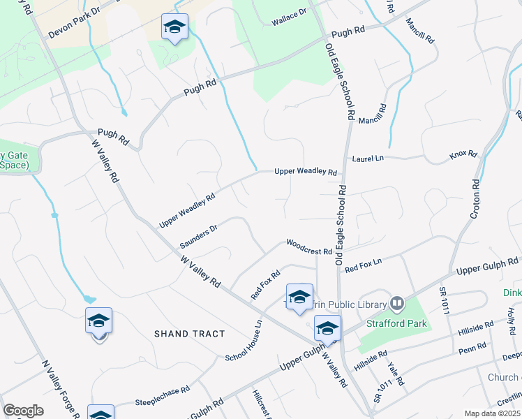 map of restaurants, bars, coffee shops, grocery stores, and more near 540 Willis Lane in Wayne