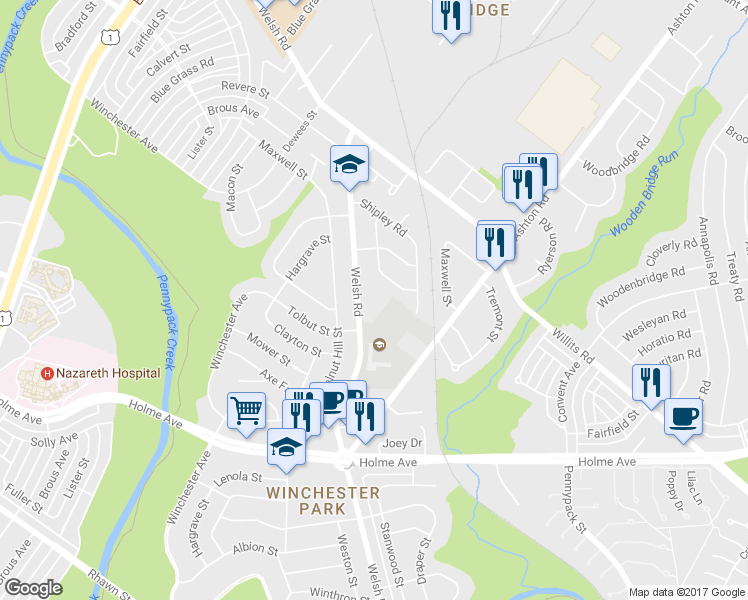 map of restaurants, bars, coffee shops, grocery stores, and more near 0 Pennsylvania 3 in Philadelphia