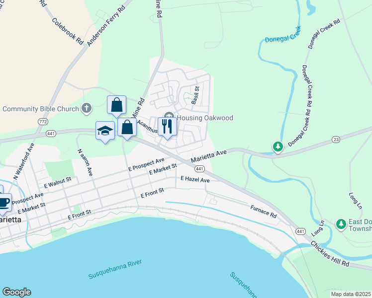 map of restaurants, bars, coffee shops, grocery stores, and more near 134 Honeysuckle Drive in Marietta
