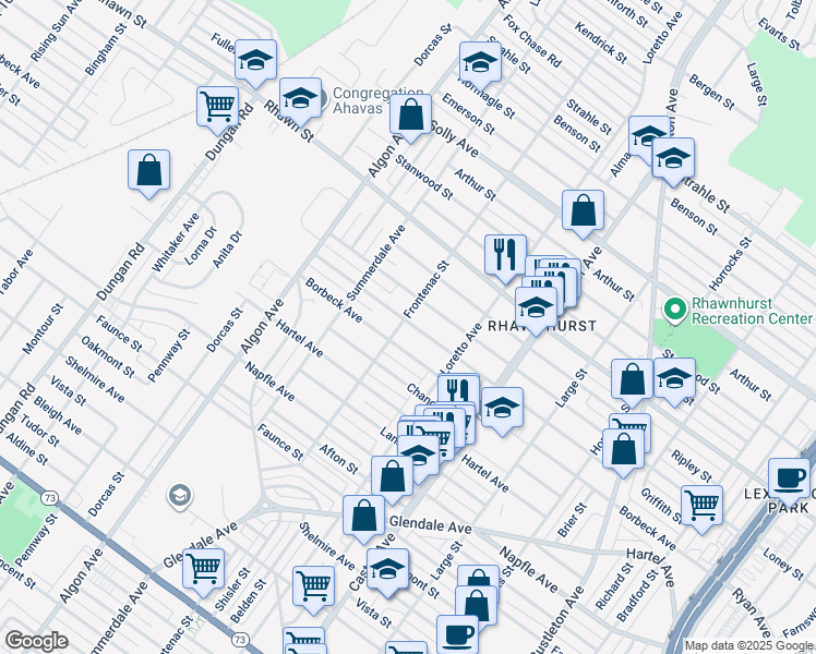 map of restaurants, bars, coffee shops, grocery stores, and more near 7915 Frontenac Street in Philadelphia
