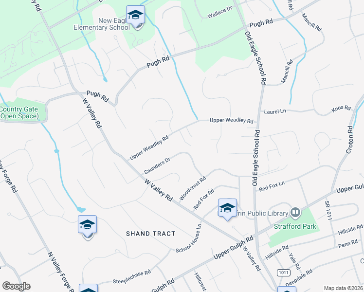 map of restaurants, bars, coffee shops, grocery stores, and more near 540 Upper Weadley Road in Wayne