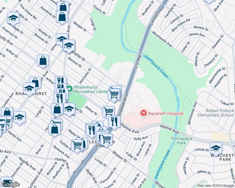 map of restaurants, bars, coffee shops, grocery stores, and more near 2400 Benson Street in Philadelphia