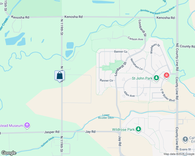 map of restaurants, bars, coffee shops, grocery stores, and more near 1230 Banner Circle in Erie