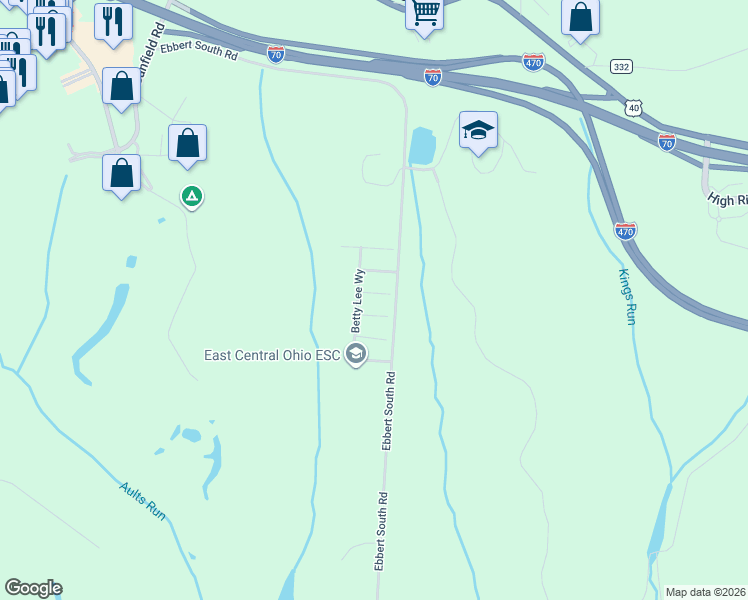 map of restaurants, bars, coffee shops, grocery stores, and more near 51984 Blue Spruce Drive in Saint Clairsville