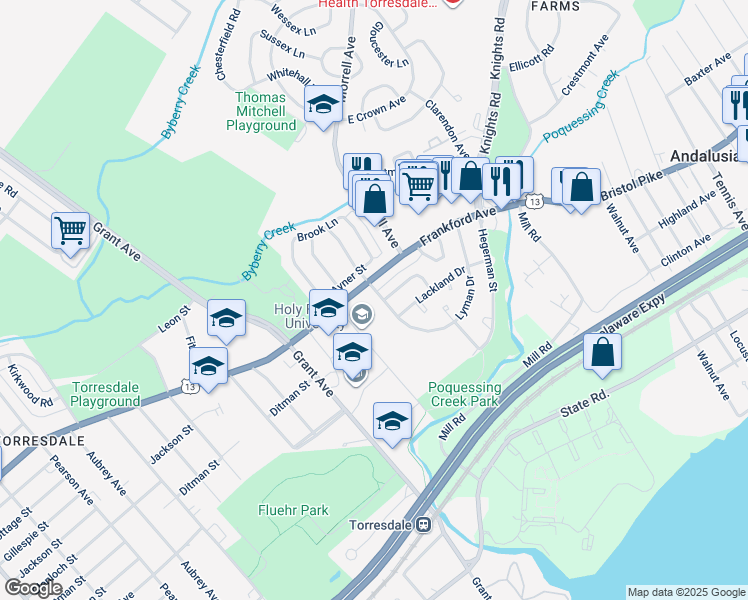 map of restaurants, bars, coffee shops, grocery stores, and more near 4016 Carteret Drive in Philadelphia
