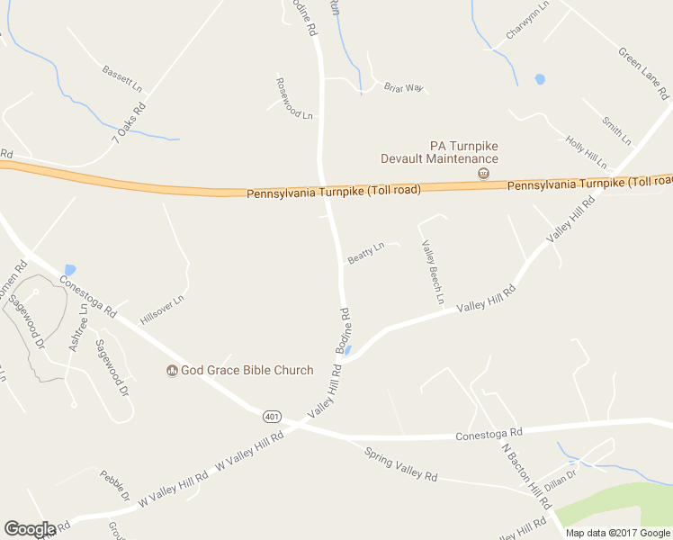 map of restaurants, bars, coffee shops, grocery stores, and more near 2095 Bodine Road in Malvern