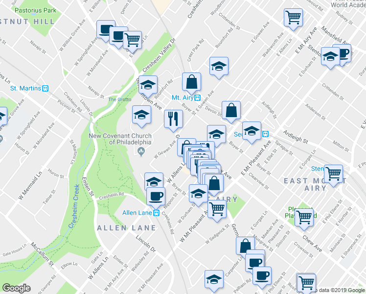 map of restaurants, bars, coffee shops, grocery stores, and more near in Philadelphia