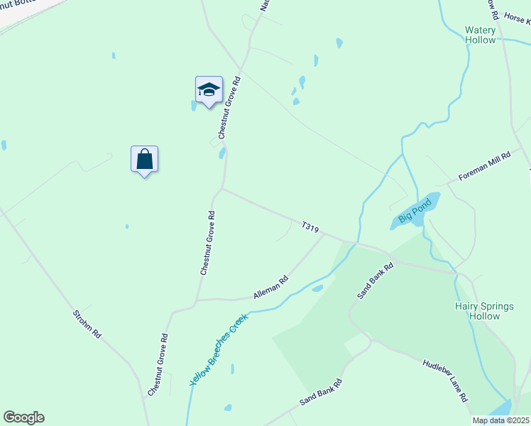 map of restaurants, bars, coffee shops, grocery stores, and more near 25 Gutshall Road in Shippensburg