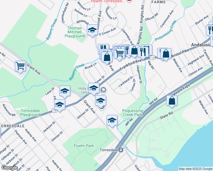 map of restaurants, bars, coffee shops, grocery stores, and more near 4016 Carteret Drive in Philadelphia