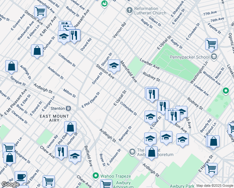 map of restaurants, bars, coffee shops, grocery stores, and more near 806 East Sharpnack Street in Philadelphia