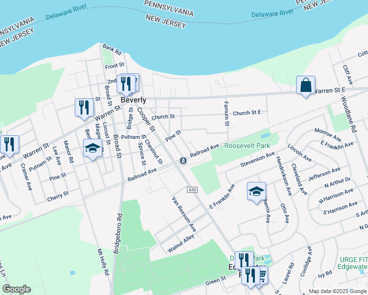 map of restaurants, bars, coffee shops, grocery stores, and more near 646 Walton Avenue in Beverly