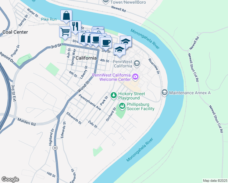map of restaurants, bars, coffee shops, grocery stores, and more near 685 Park Street in California
