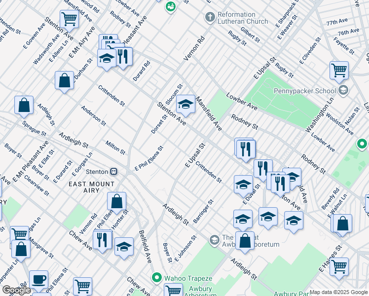 map of restaurants, bars, coffee shops, grocery stores, and more near 803 East Sharpnack Street in Philadelphia
