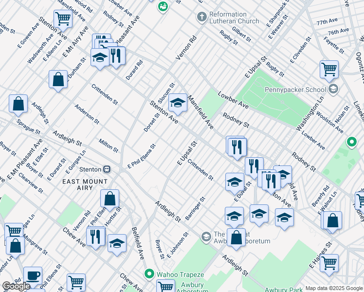 map of restaurants, bars, coffee shops, grocery stores, and more near 806 East Sharpnack Street in Philadelphia