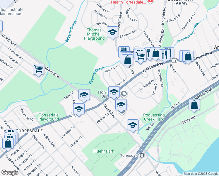 map of restaurants, bars, coffee shops, grocery stores, and more near 3978 Stevenson Street in Philadelphia