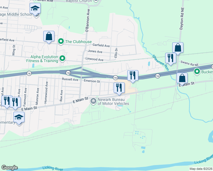 map of restaurants, bars, coffee shops, grocery stores, and more near 35 Magnolia Ave in Newark