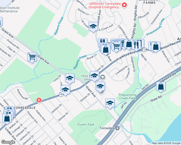 map of restaurants, bars, coffee shops, grocery stores, and more near 3978 Stevenson Street in Philadelphia
